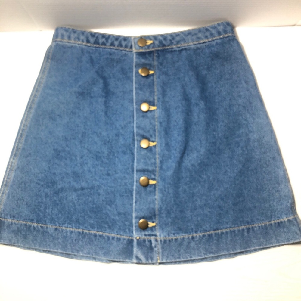 American Apparel Denim Button Front A-Line Mini Skirt Women’s Size Small